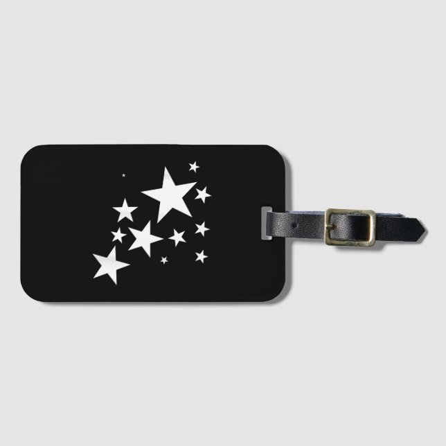 Étiquette À Bagage Étoiles Blanches Star-Motif-Design Costume cadeau (Devant Horizontal)