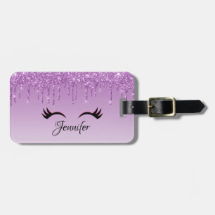 Étiquette À Bagage Eyelashes rose et noir élégant sur Parties scintil