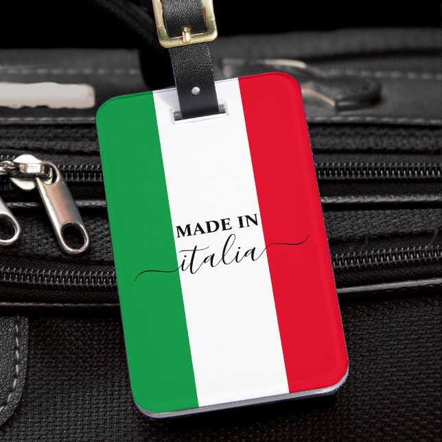 Étiquette À Bagage Fabriqué en Italie drapeau italien Rouge Blanc Ver (italy italian flag made in italia luggage tag)