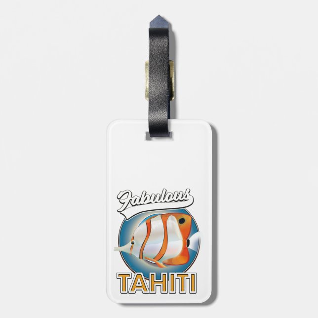 Étiquette À Bagage fabuleux logo rétro Tahiti (Dos Vertical)
