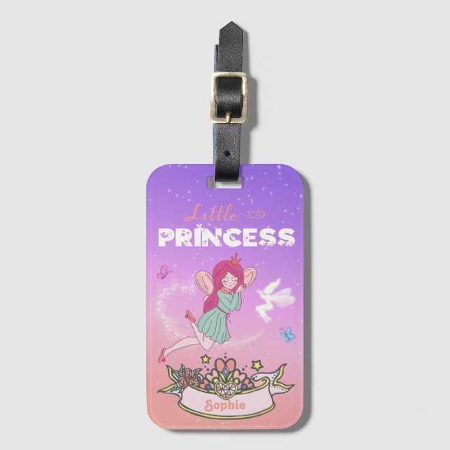 Étiquette À Bagage 👸 Fairy Princess Nom personnalisé (Devant Vertical)