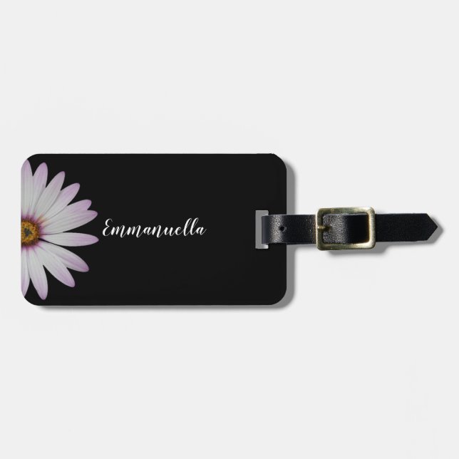 Étiquette À Bagage Faisée noire et blanche Personnalisée (Devant horizontal)