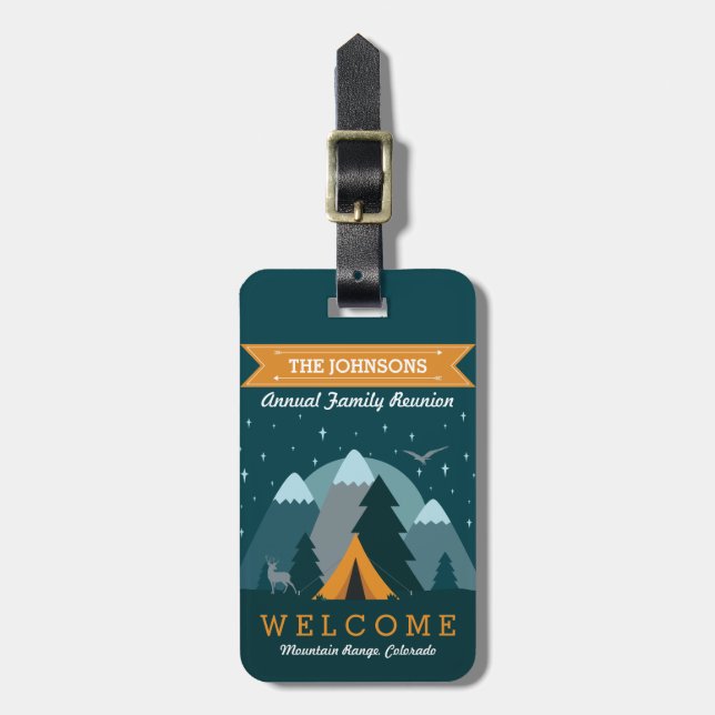 Étiquette À Bagage Faites votre propre camping Mountain Outdoor Adven (Devant Vertical)