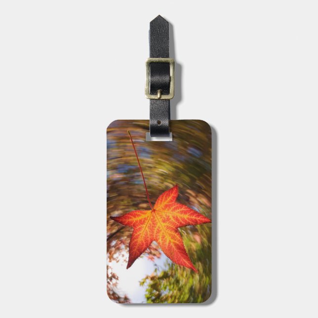 Étiquette À Bagage Falling Leaf de l'arbre en automne (Devant Vertical)