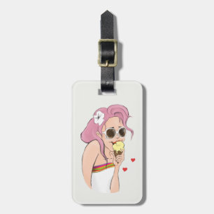 Étiquette À Bagage Fashion Illustration Girl Summer Holiday Beach Sun