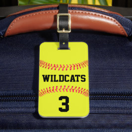 Étiquette À Bagage Fastpitball Softball Nom de l'équipe et numéro du