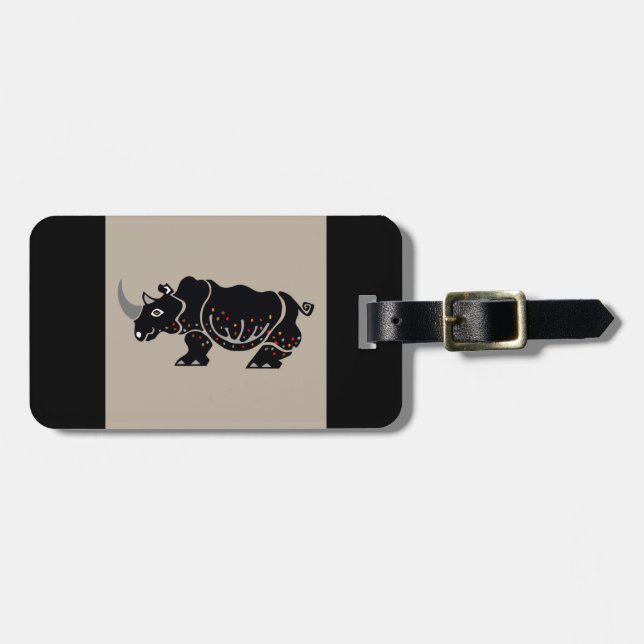 Étiquette À Bagage Faune - RHINOCEROS - Animaux en voie de disparitio (Devant horizontal)