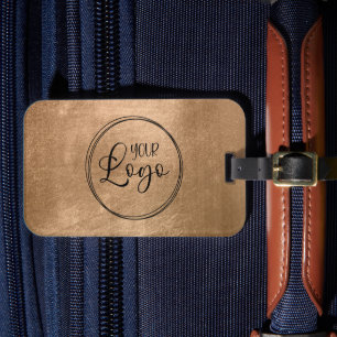 Étiquette À Bagage Faux Cuivre Doré Feuille Votre Logo