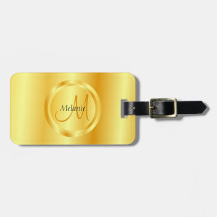 Étiquette À Bagage Faux Gold Elegant Moderne Monogram Modèle tendance