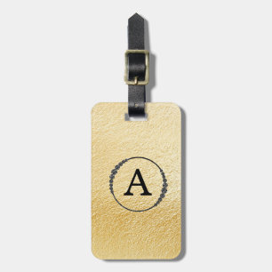 Étiquette À Bagage *~* Faux Gold Foil + Black Monogramme Diamant Blin
