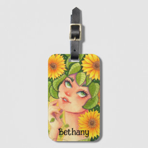 Étiquette À Bagage Fée de tournesol personnalisée