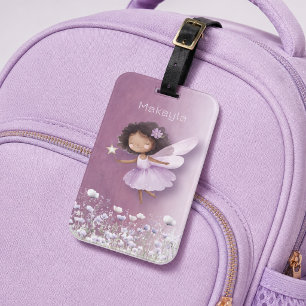 Étiquette À Bagage Fées Mignonnes Personnalisées Violet Filles