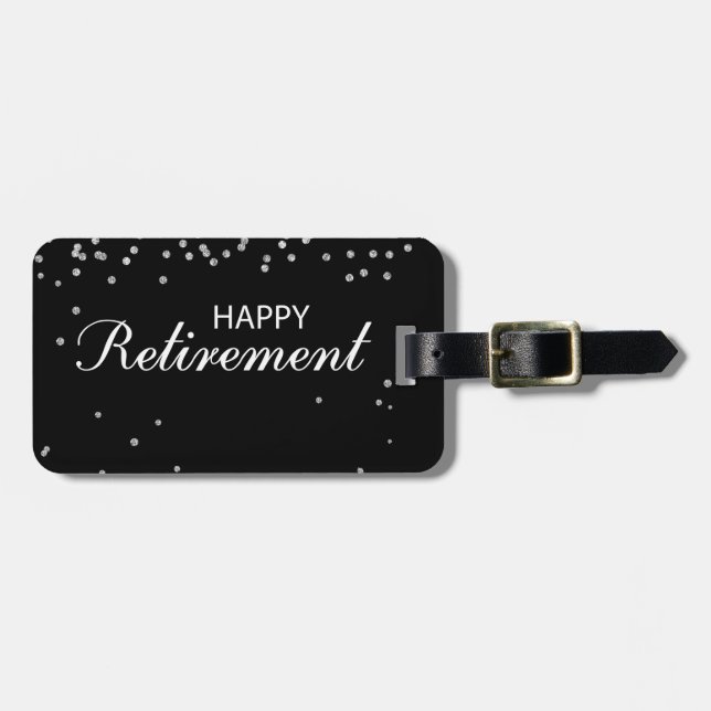 Étiquette À Bagage Félicitations à la retraite Noir avec étincelle d' (Devant horizontal)