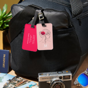 Étiquette À Bagage Femme de ligne personnalisée avec Rose