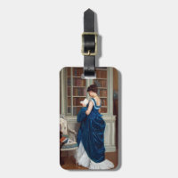 Femme élégante victorienne lisant dans une bibliot