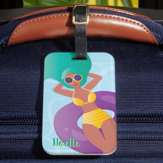 Étiquette À Bagage Femme noire dans la piscine (Insitu Rectoal 2)