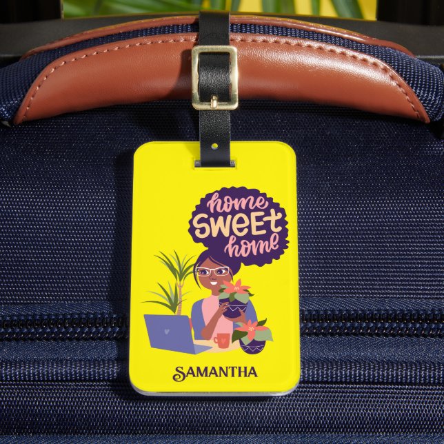 Étiquette À Bagage Femme noire Fou Plante Lady, Home Sweet Home (Insitu Rectoal 2)