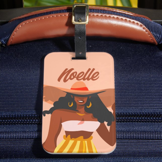 Étiquette À Bagage Femme noire, Grand Casquette, Vibes de vacances (Insitu Rectoal 2)