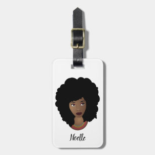 Étiquette À Bagage Femme noire, Profitez du voyage, rose & blanc