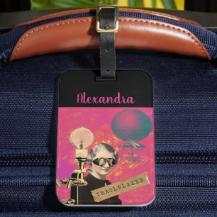Étiquette À Bagage Femme Steampunk Pionnière Art Pop Plage 