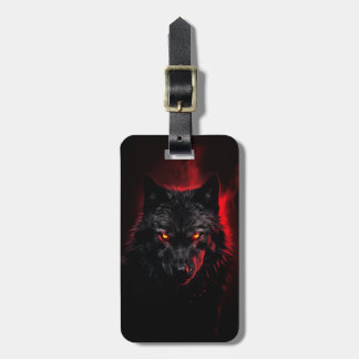Étiquette À Bagage Fenrir - Loup noir aux yeux rouges
