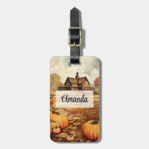 Étiquette À Bagage Ferme citrouille automne récolte Thanksgiving