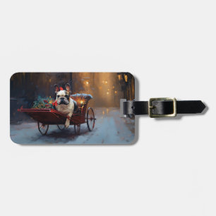 Étiquette À Bagage Festin de Noël de Bulldog en France