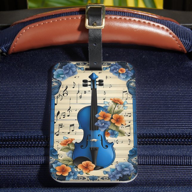 Étiquette À Bagage Festival de musique en bleu, violon, (Insitu Rectoal 2)