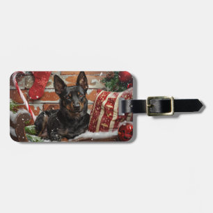 Étiquette À Bagage Festival de Noël des chiens Kelpie australiens