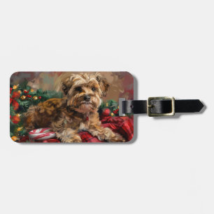 Étiquette À Bagage Fête de Noël de Chien Yorkipoo
