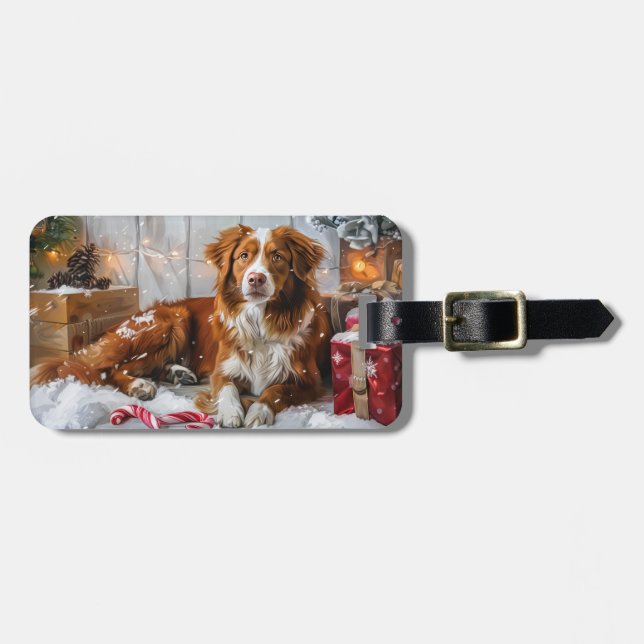 Étiquette À Bagage Fête de Noël du chien de canard de la Nouvelle-Éco (Devant horizontal)