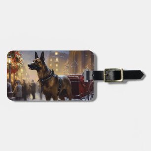 Étiquette À Bagage Fête de Noël du Malinois Belge