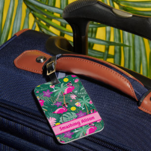 Étiquette À Bagage 🤩 Fête tropicale avec pickleball, texte personnal