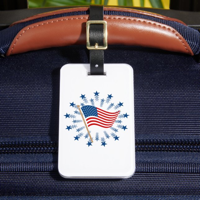 Étiquette À Bagage Feu d'artifice Drapeau Américain 4 juillet (Insitu Rectoal 2)
