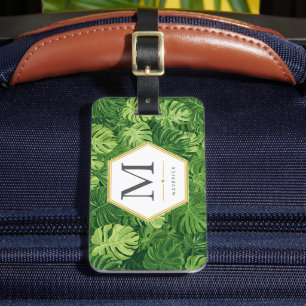 Étiquette À Bagage Feuille de palmier Monstera Tropical Végétal Hexag