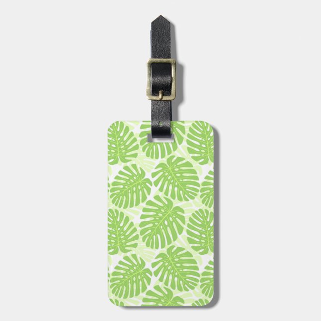 Étiquette À Bagage Feuille de plante tropicale - motif de Monstera (Devant Vertical)