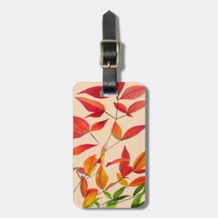 Étiquette À Bagage Feuilles d'automne orange art aquarelle original