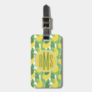 Étiquette À Bagage Feuilles De Banane Et Motif De Fruits  Monogramme