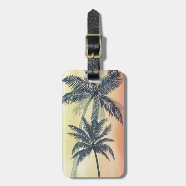 Étiquette À Bagage Feuilles de palmiers tropicaux (Devant Vertical)