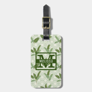 Étiquette À Bagage Feuilles de palmiers tropicaux  Monogramme