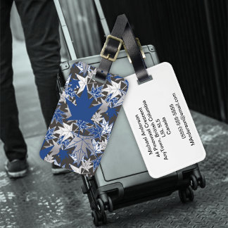 Étiquette À Bagage Feuilles d'érable - Bleu sur un Arrière - plan de