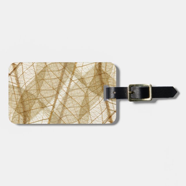 Étiquette À Bagage Feuilles en dentelle beige crème pâle (Devant horizontal)