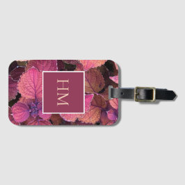 Étiquette À Bagage Feuilles Monogram Burgundy Cream