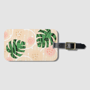 Étiquette À Bagage feuilles, monstres, rose, vert, tropical, palmier,