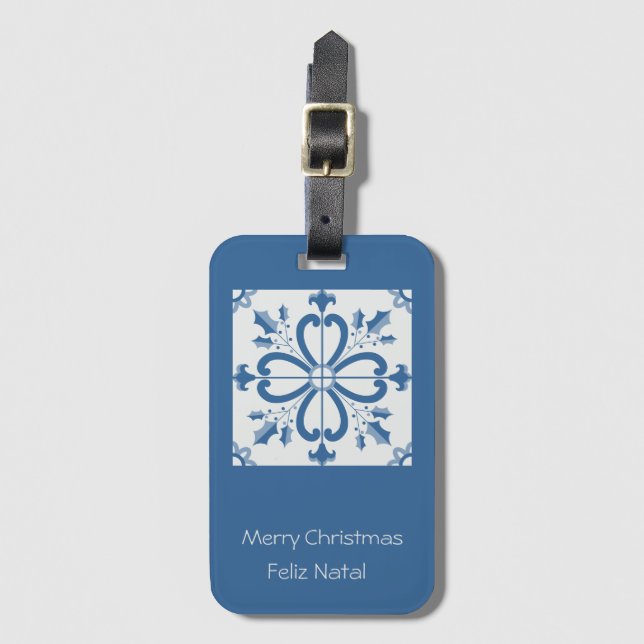 Étiquette À Bagage Feuilles saints de Noël et pétales de fleurs (Devant Vertical)