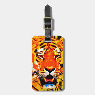 Étiquette À Bagage Fierce Bright Orange Tiger Sibérien