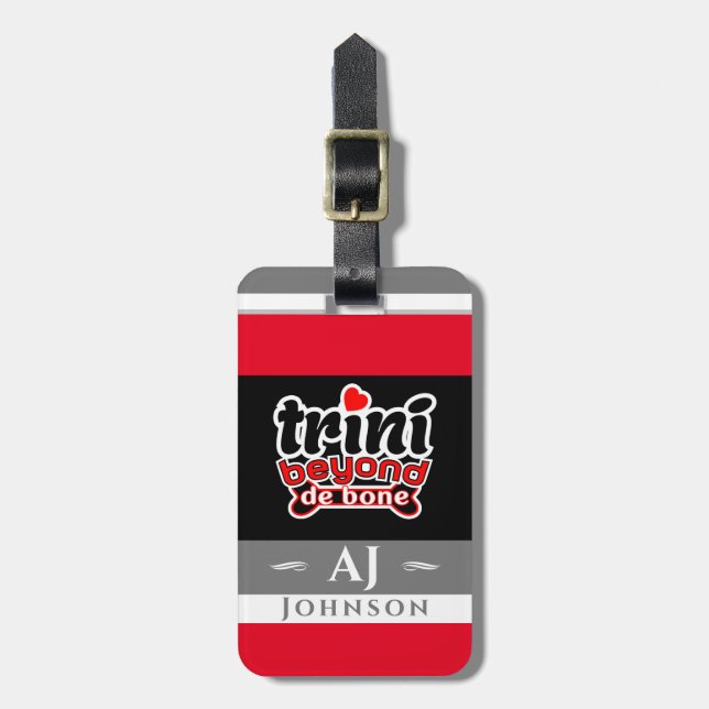 Étiquette À Bagage Fière Trini au-delà de De Bone Slang avec drapeau (Devant Vertical)