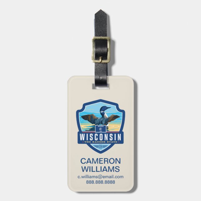 Étiquette À Bagage Fierté | le Wisconsin d'état (Devant Vertical)