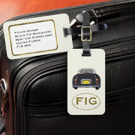 Étiquette À Bagage Figarations Monogramme Noir Figaro Voiture Bagage 