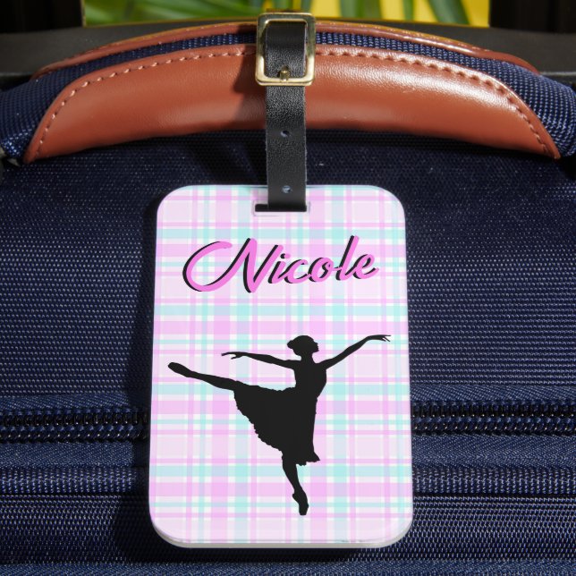 Étiquette À Bagage Fille Ballerina Ballroom Danse Plaid Pastel (Insitu Rectoal 2)
